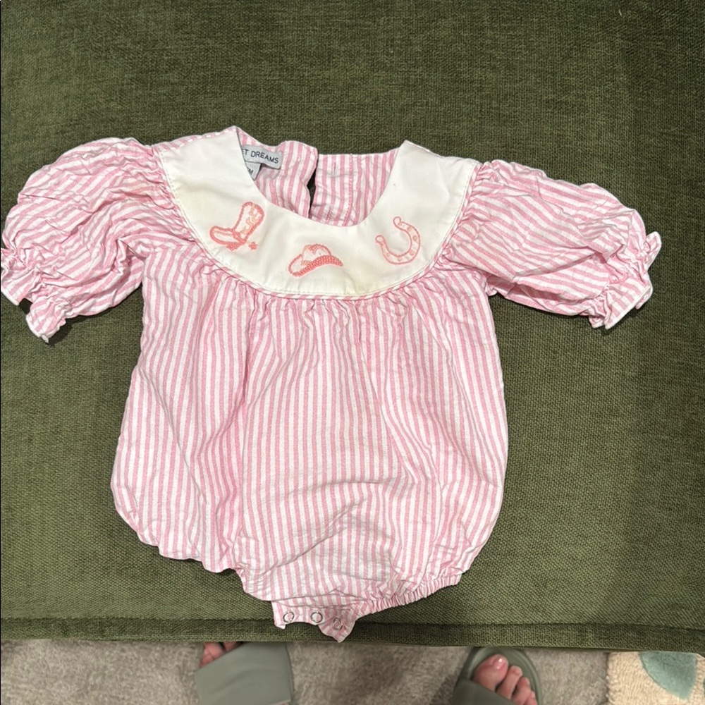 Sweet Dreams Pink Baby Romper with Embroidered Collar